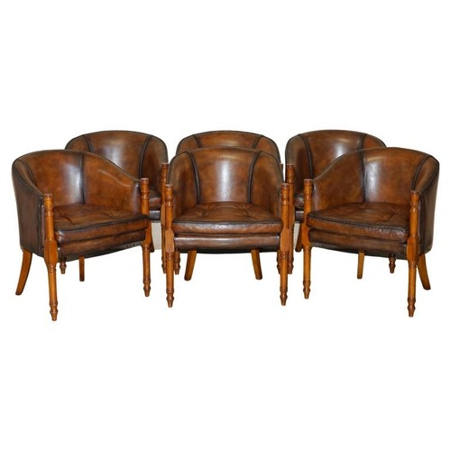 Six hand dyed brown leather - six,