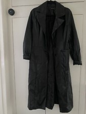 Black longline faux leather trench coat - Prettylittlething size 6