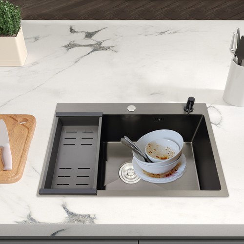 Black brushed stainless steel - black,