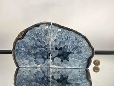 Blue Agate Quartz Crystal Bookends Home Decor Office Gift (#17)