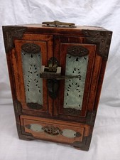 (Staveley)  Stunning Vintage Chinese Ornate Rosewood Jewellery Box With Lock