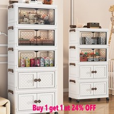 Folding Large Storage Box Stackable Case Cabinet Closet Home Organizer on Wheels