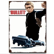 Bullitt Steve McQueen Cult Movie Artwork Printed on Metal Sign
