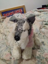 Aurora New Look Schnauzer Puppy Dog In Pink Jumper Plush Toy 8" Long