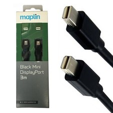 Maplin Mini Displayport Male To Male Cable For Video & Data 3m Black
