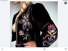 Zara Velvet Jacket Bead Embroidered New L  Balloon Sleeves