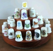 Vintage Wooden Three Tier Thimble Display Stand Lazy Susan Rotating Style Wood