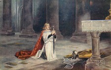 Postcard The Vigil Newly Created Knight Kneels Before Alter Of St. Johns Chapel