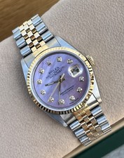 Gents Steel & Gold Rolex Datejust 36mm 16233 Custom Pink MOP Diamond Dial