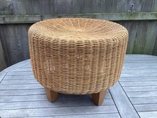 Vintage 1990s IKEA Wicker Round Stool 38cm High 49cm Diameter 4 Legs Great Condi