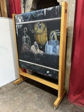 Vintage Rolling School Freestanding Chalkboard Menu Restaurant Bar Board 