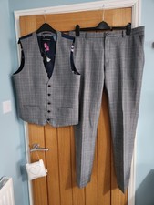 Mens Grey Checked Waistcoat &