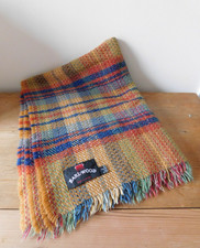 Vintage EARL-WOOD Checked Blanket/Throw 100% Wool Made in Britain 45" x 64"