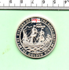 2003 GUERNSEY GOLDEN HIND HISTORY ROYAL NAVY GENUINE PROOF SILVER £5 (470)
