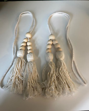 PAIR OF BRAND NEW BOHO STYLE WOODEN BEADED TASSLE CURTAIN TIE BACKS
