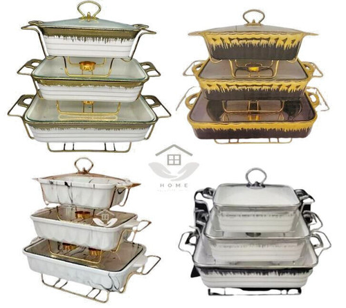Ceramic chafing dish set 3 - ceramic,