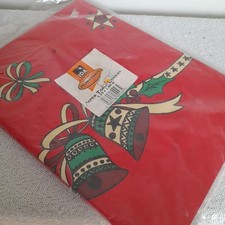 vintage Christmas kitsch Paper Table Covers x 2 Disposable red bells star bow