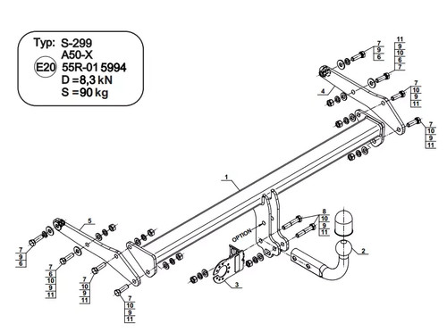 Swan neck tow bar for - bar, skoda