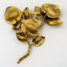 Vintage Leaf Brooch Satin Gold