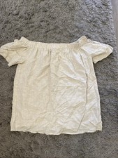 Beige Off Shoulder Bardot Top Size 14