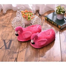 Cute Lady Teen Flamingo Soft Plush Warm Slippers Home Indoor Shoes