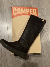 CAMPER Kayak Brown Leather Knee High Flat Boots UK 4 Worn Once Ex condition 
