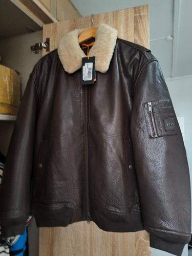 Boss leather jacket shearling - jacket,