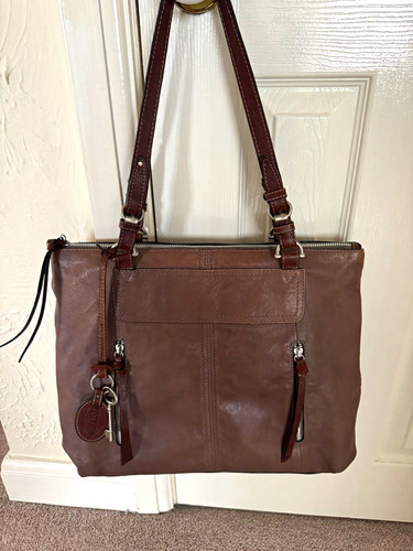Fossil brown leather tote - leather,