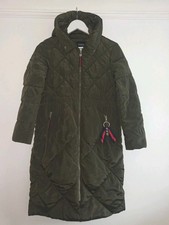 Size 6 Women’s Long Quilted Puffer Coat – Khaki Green – Warm Winter Jacket
