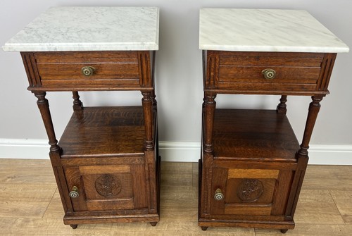 Pair bedside tables antique - of,