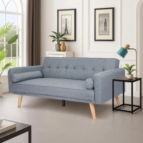 Grey fabric sofa bed seater - grey, 3
