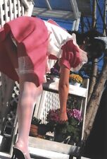 Japanese Asian Cosplay Lady In White Stockings Cosplay Maid Uniform Pose