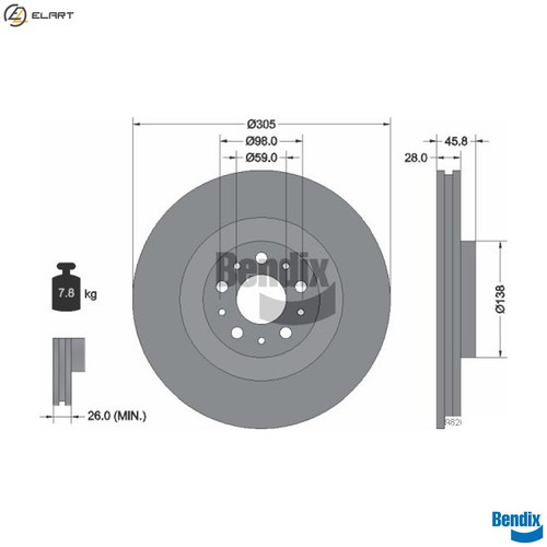 Brake disc bds1174 for fiat - 2x,