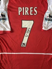 ROBERT PIRES HAND SIGNED ARSENAL 2002-2004 SHIRT + INVINCIBLES
