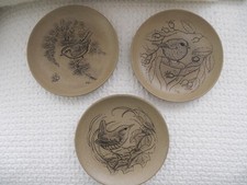 3 x POOLE POTTERY 5" STONEWARE DISHES DEPICTING BIRDS