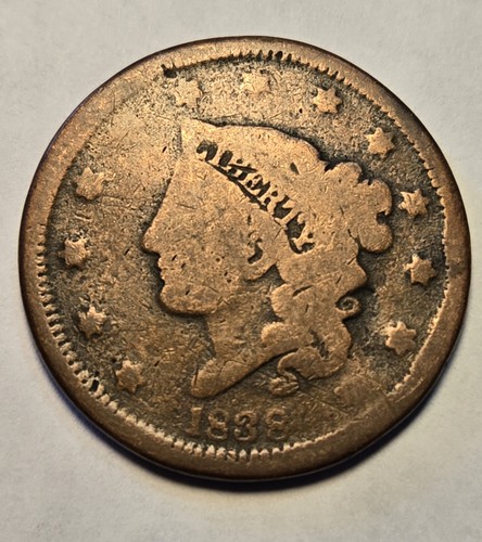 1838 matron head large cent - matron,