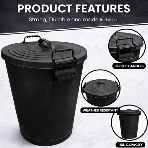 Black outdoor dustbin waste
