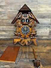 The Time Company Cuckoo Deer Chalet Large Wooden Clock #6325 WORKS, SOME FLAWS