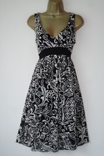 WALLIS BLACK WHITE PRINT MESH WRAP TEA DRESS SIZE 12 PETITE