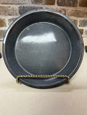 Vtg Gray Speckled Pie Tin
