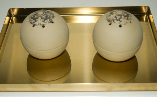 Pair vintage ceramic pomander - vintage,