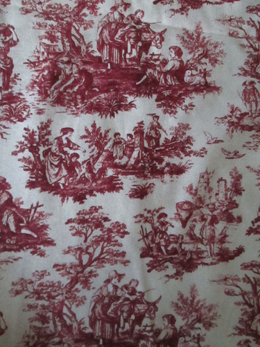 Country toile burgundy - toile, burgundy/maroon