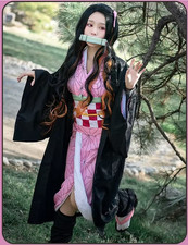 Halloween Costume Vampire Nezuko Demon Slayer Full Set Wig, Accessories, Gift. 