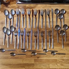 42 Pieces Viners Bark Design Cutlery Japan Retro VTG Set Stainless Steel 