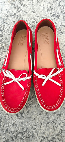 Hotter red leather boat - hotter, shoes