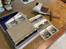 Vintage Underwood  Stereoscope Viewer with 97  Great War 1 Cards