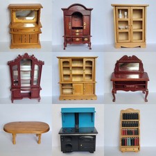 Miniature Vintage Doll House Furniture 1:12th Scale - bedroom, kitchen, dining