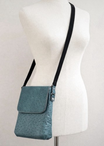 Vintage teal leather - teal, crossbody