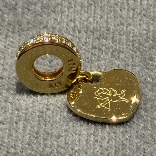 Pandora gold tone heart dangle - gold,
