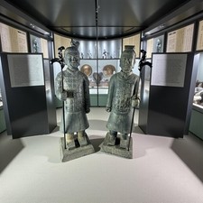 Standing Warrior With Spear Resin Terracotta Effect Grey Garden Statue Ornament